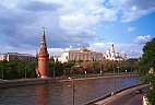 View toward the Kremlin, from across the Moscow River.